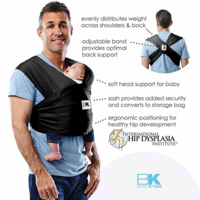 baby ktan breeze baby carrier in black on a dad