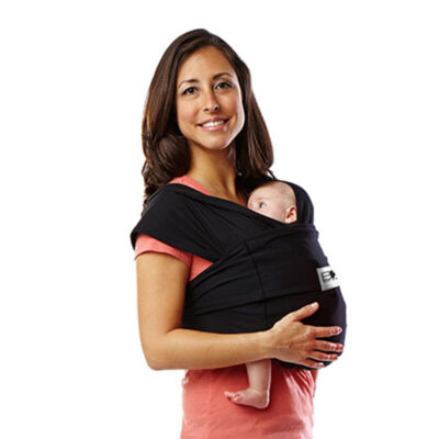 mum carrying baby in Baby K'tan Baby Carrier Original in black