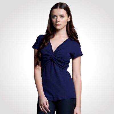 DOTE Knot Front Nursing Top in navy