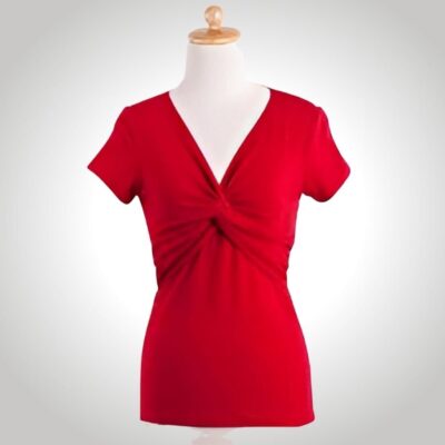 DOTE Knot Front Nursing Top in red