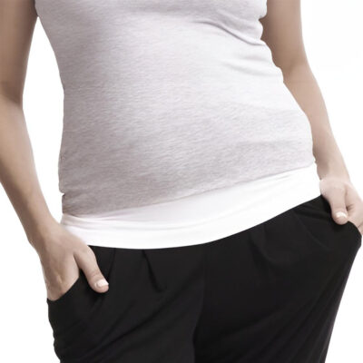 Bando the essential seamless maternity belly band mixed with existing wardrobe