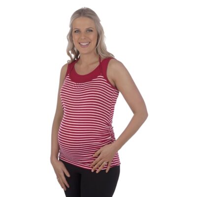 Ninth moon halter neck feeding singlet top in red and white stripe