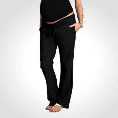 ingrid and isabel linen maternity pants in black