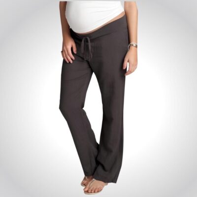 ingrid and isabel linen maternity pants in grey