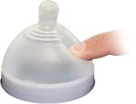 Adiri NxGen Nurser relacement nipple being pressed to show soft silicon