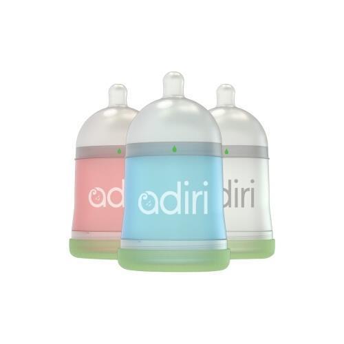 group of Adiri NxGen Nurser Newborn flow bottles in pink white and blue
