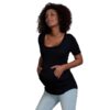 pure t big luv maternity top black with white background