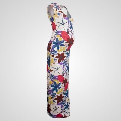 side view of the Queen Mum Floral Maxi Maternity Dress