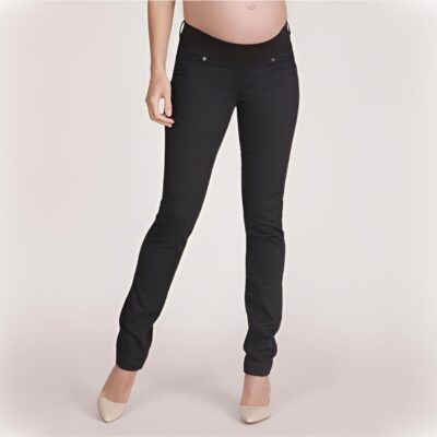 seraphine carmen slim leg under bump jeans in black showing bump