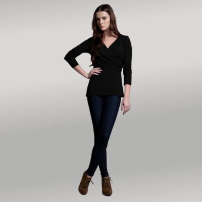dote crossover nursing tee black front view