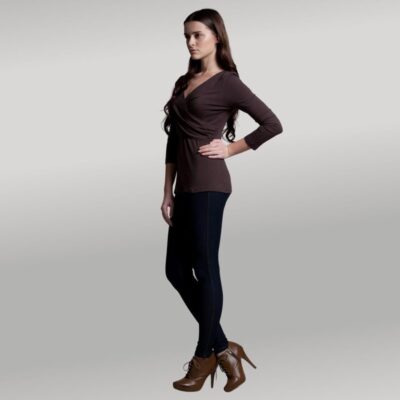 Dote Crossover wrap nursing top brown side view