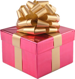 pink gift box with gold bow for mum