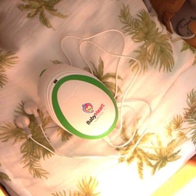 babyheart mini fetal doppler on muslin blanket