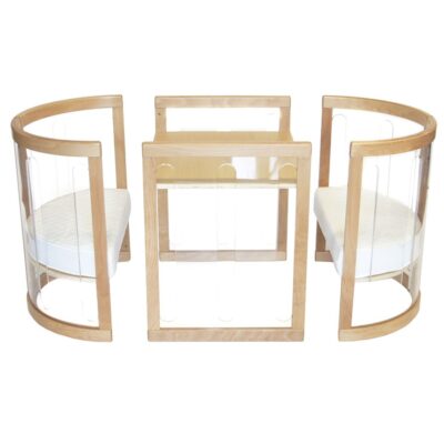 sova clear playing table and chairs in beech
