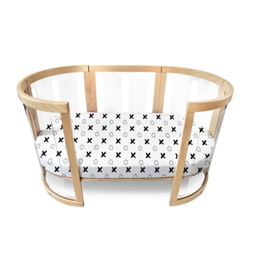 organic fitted cot package in tic tac toe pattern