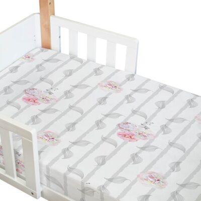 organic fitted cot sheet in vintage floral print