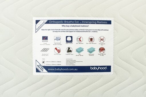 orthopaedic innerspring cot mattress label
