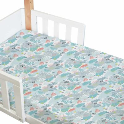 amani bebe standard fitted cot sheet in paint print