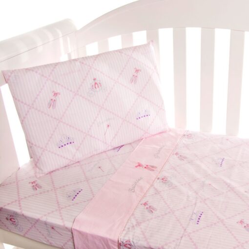 cot sheet set in ballerina princess pattern