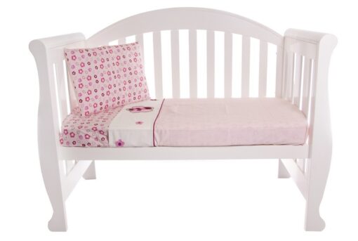 cot sheet set in raspberry garden design