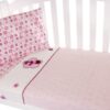 cot sheet set in raspberry garden theme