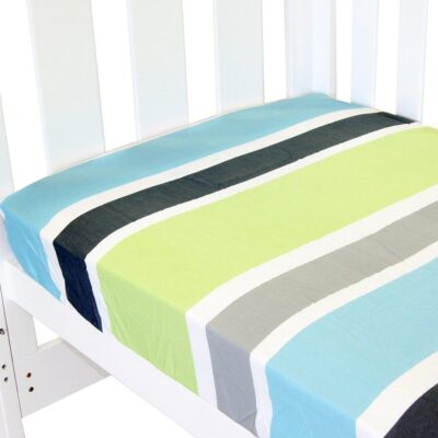 fitted cot sheet collection in lime stripe