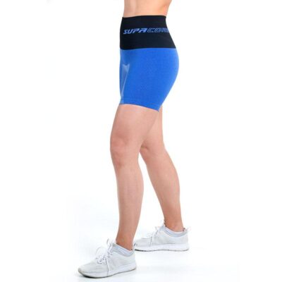 supacore postpartum compression shorts in blue side view