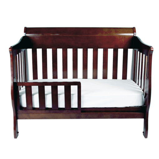 amani cot as toddler bed set up in walnut stain