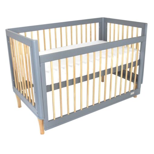 riya cot in bassinet mode in grey and natural colours