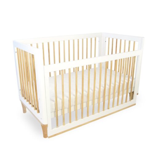 riya cot with dropside down in white and natural