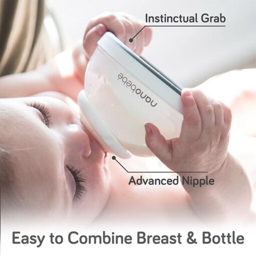 nanobebe breastfeeding bottle teal baby holding