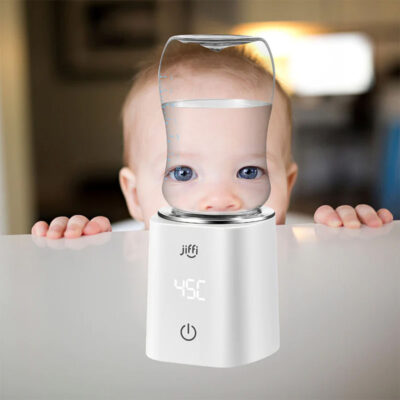 jiffi bottle warmer with curious baby