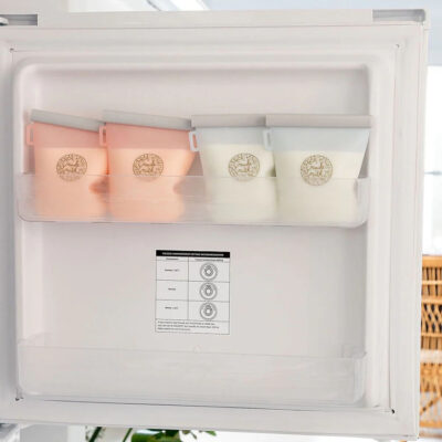 silicome breastmilk storage bags in freezer