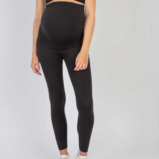 front view supacore pregnancy support leggings in black