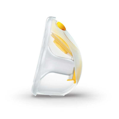 Freestyle hands free breast shield side view in pump